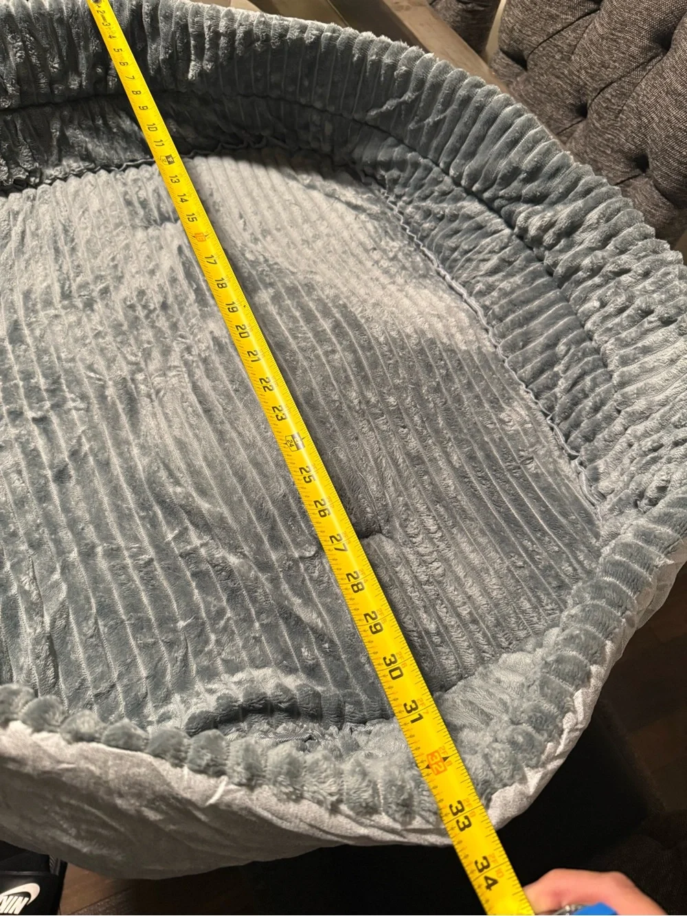 Plush Gray Pet Bed - Cozy Oval Lounger